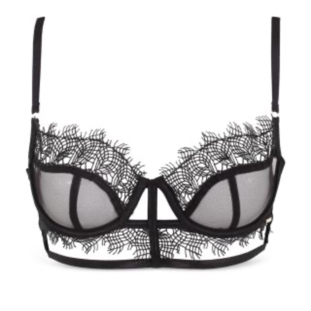 New! Bluebella Ellis Black Sheer Lace Longline Bra 1816